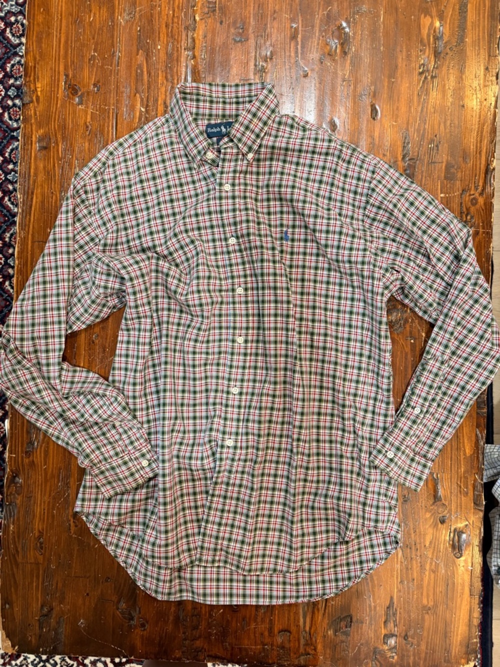 Ralph Lauren Green & Red Plaid Button-Down Shirt Large